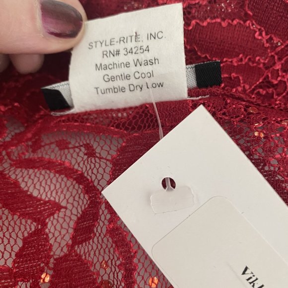 Vikki Vi, Red Lace and Sequence Duster, Size 3X - Picture 7 of 7